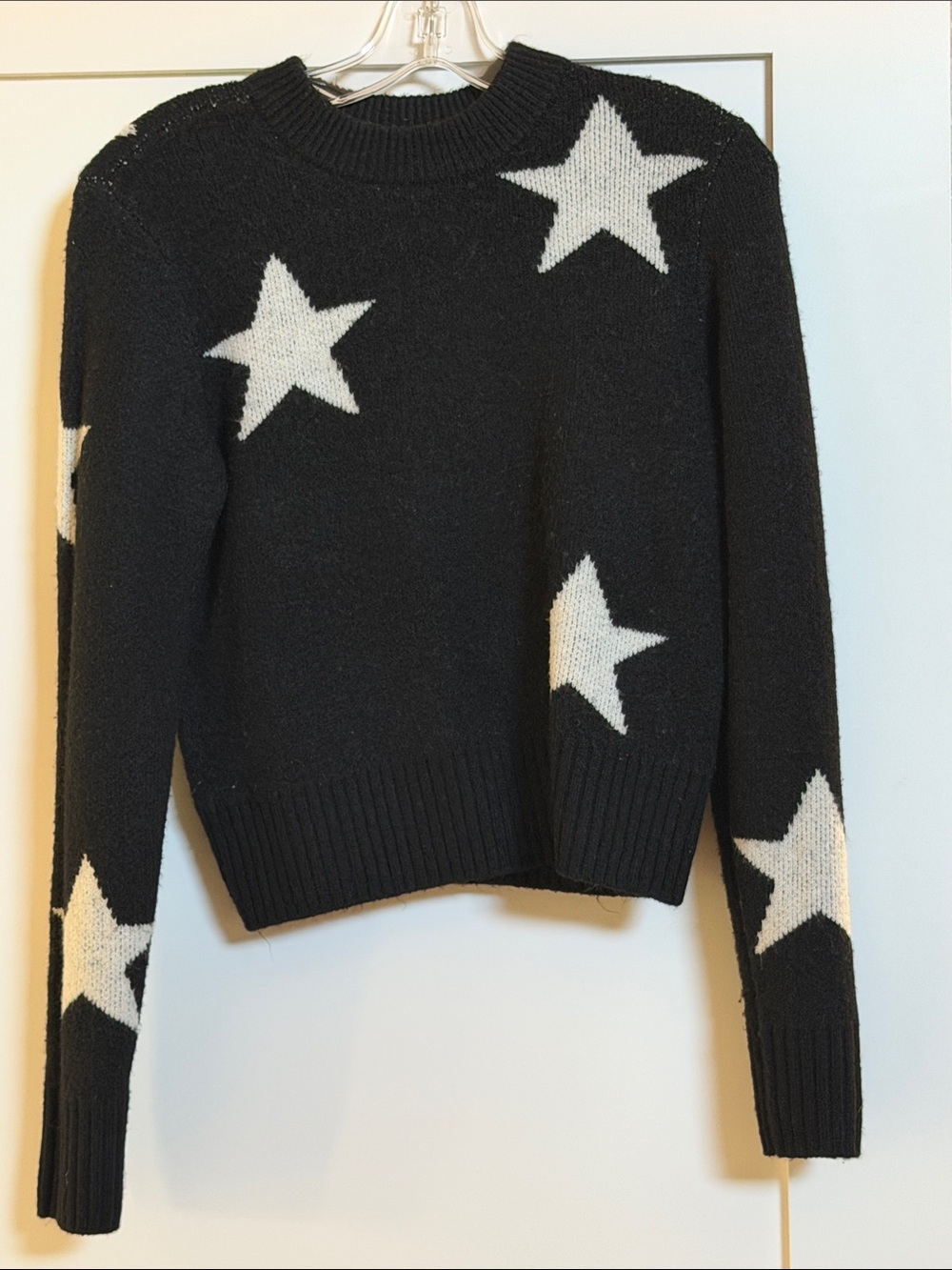 Black Star-Print Crewneck Sweater